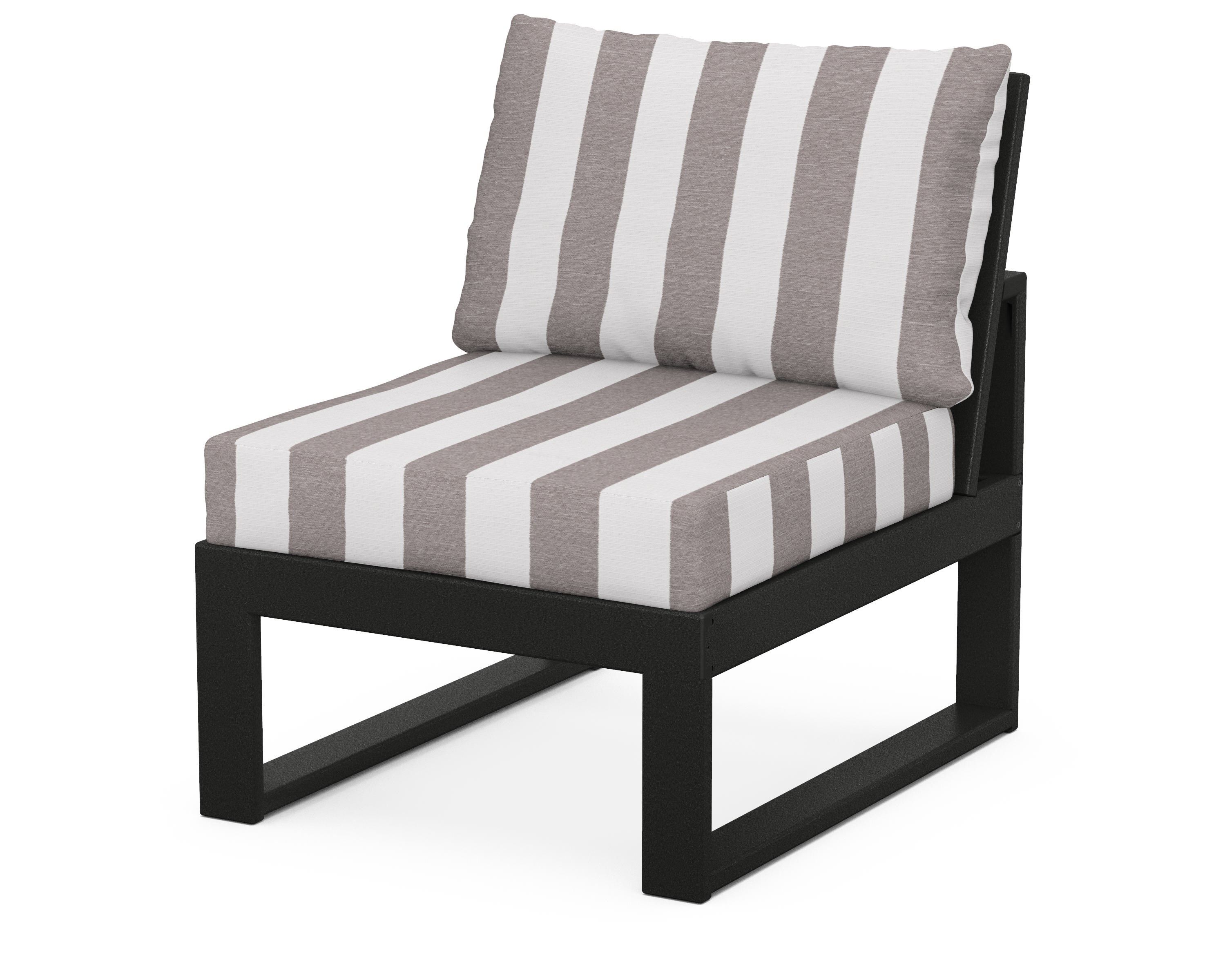 Unbranded Modular Armless Chair in Black / Cabana Stripe Grey Mist