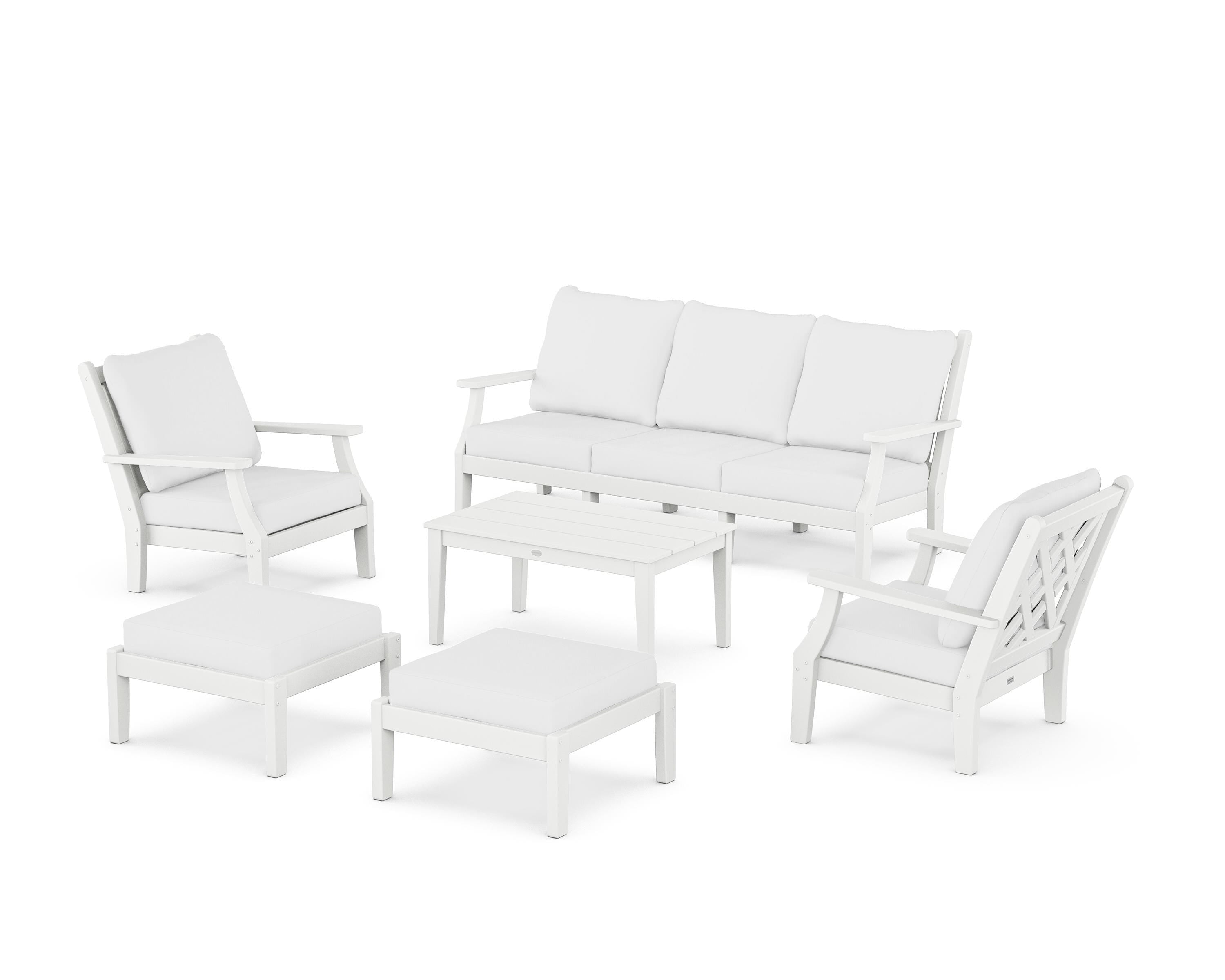 Country Living Wovendale 6-Piece Lounge Sofa Set in White / Natural