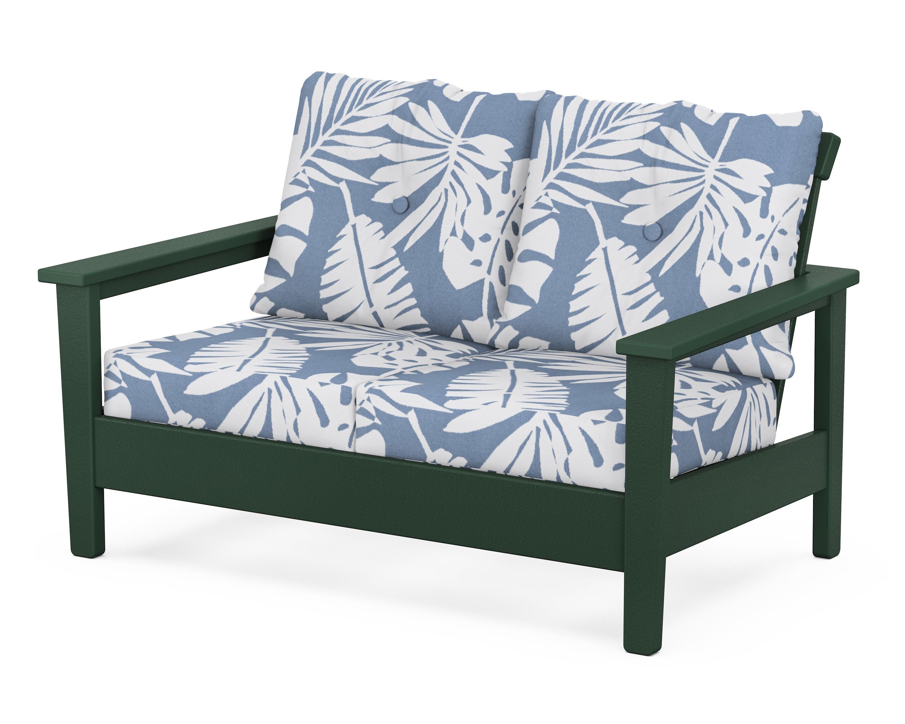 POLYWOOD® Prescott Deep Seating Loveseat in Green / Leaf Sky Blue