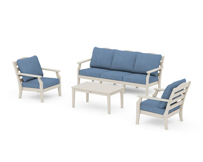 Draper James™ by  POLYWOOD® Savannah 4-Piece Deep Seating Set with Sofa in Sand / Sky Blue