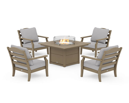 Draper James™ by  POLYWOOD® Savannah 5-Piece Deep Seating Set with Fire Pit Table in Vintage Sahara / Granite