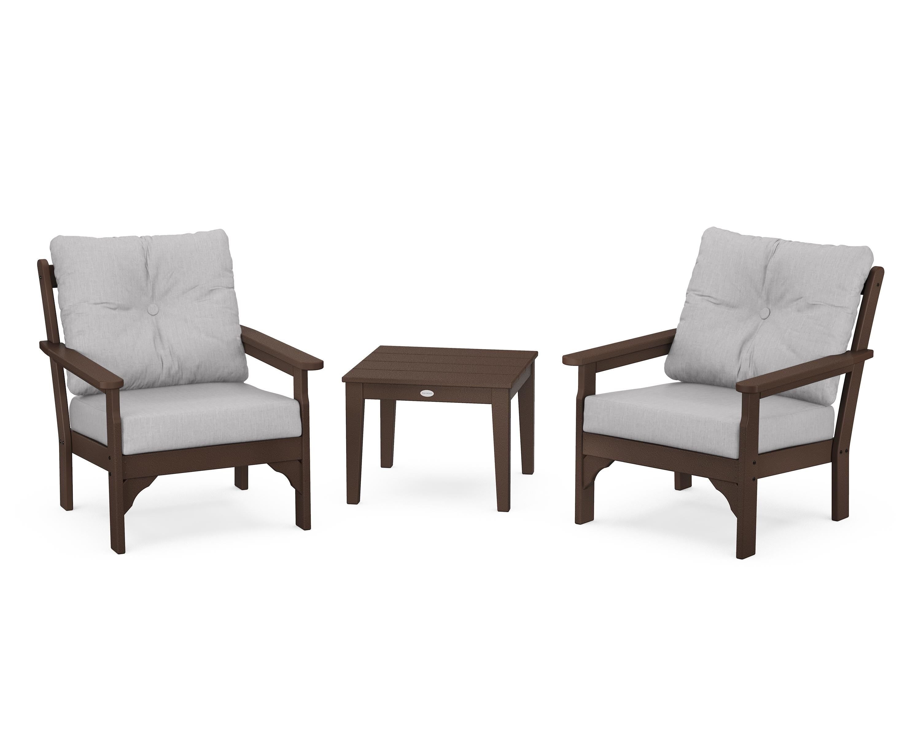 POLYWOOD® Vineyard 3-Piece Deep Seating Set in Mahogany / Granite
