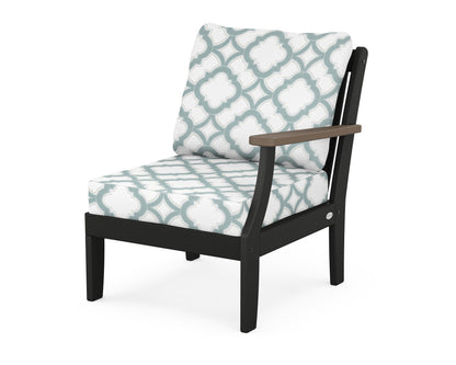 POLYWOOD® Braxton Modular Right Arm Chair in Black / Kona / Trellis Glacier Spa