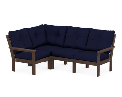 POLYWOOD® Vineyard 4-Piece Sectional in Mahogany / Navy