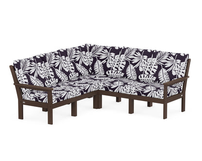 POLYWOOD® Vineyard 5-Piece Sectional in Mahogany / Leaf Navy