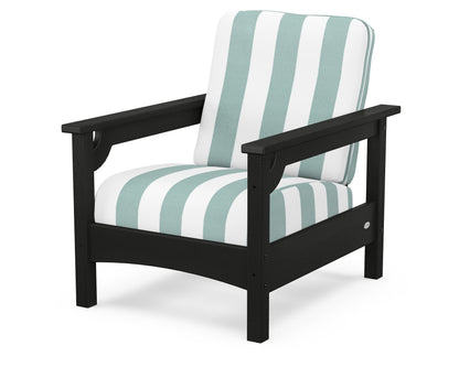 POLYWOOD® Club Chair in Black / Cabana Stripe Glacier Spa