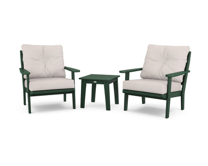 POLYWOOD® Lakeside 3-Piece Deep Seating Chair Set in Green / Dune Burlap