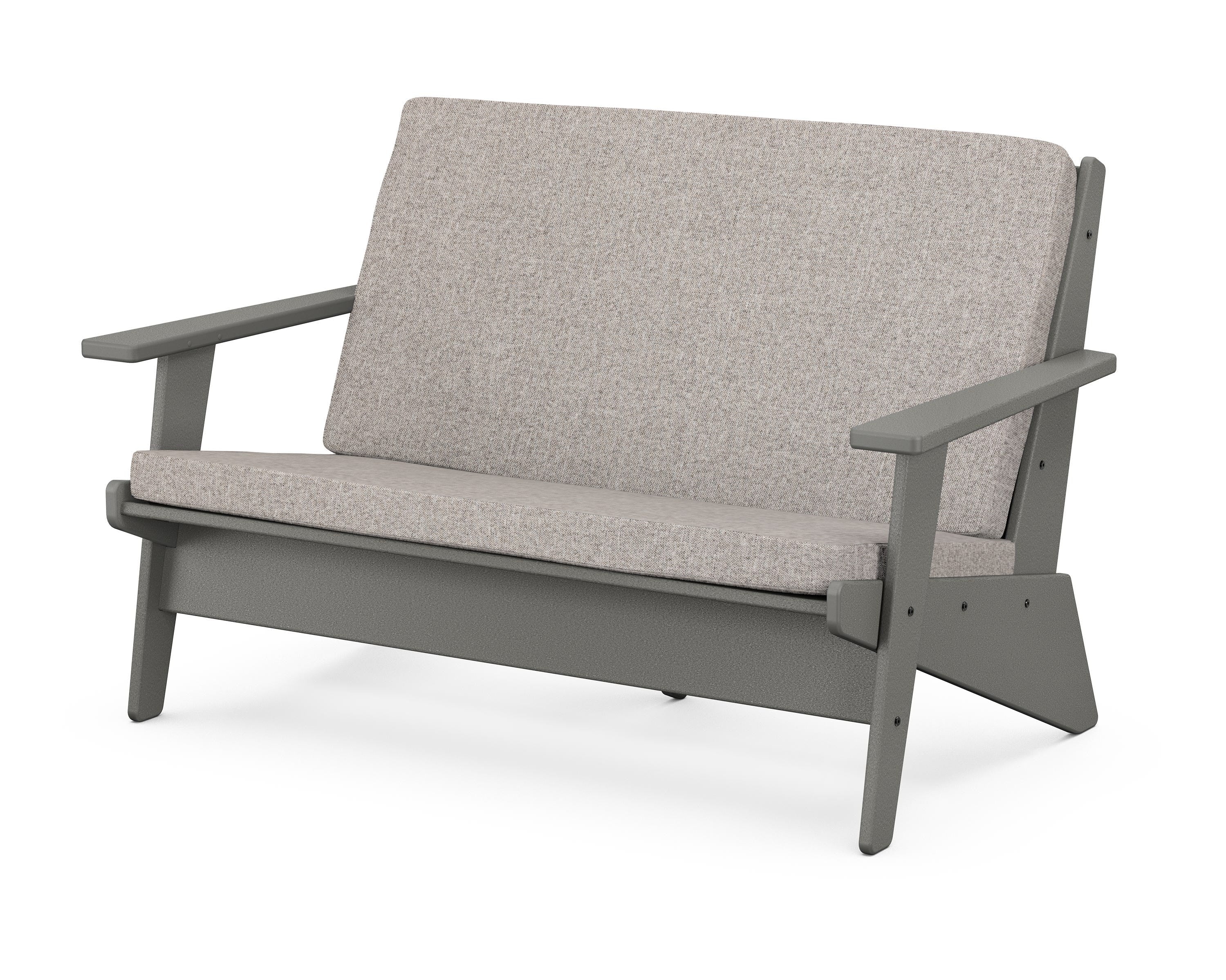 POLYWOOD® Riviera Modern Lounge Loveseat in Slate Grey / Weathered Tweed