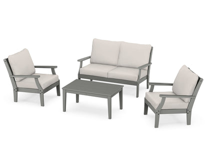 POLYWOOD® Braxton 4-Piece Deep Seating Chair Set in Slate Grey / Cast Ash