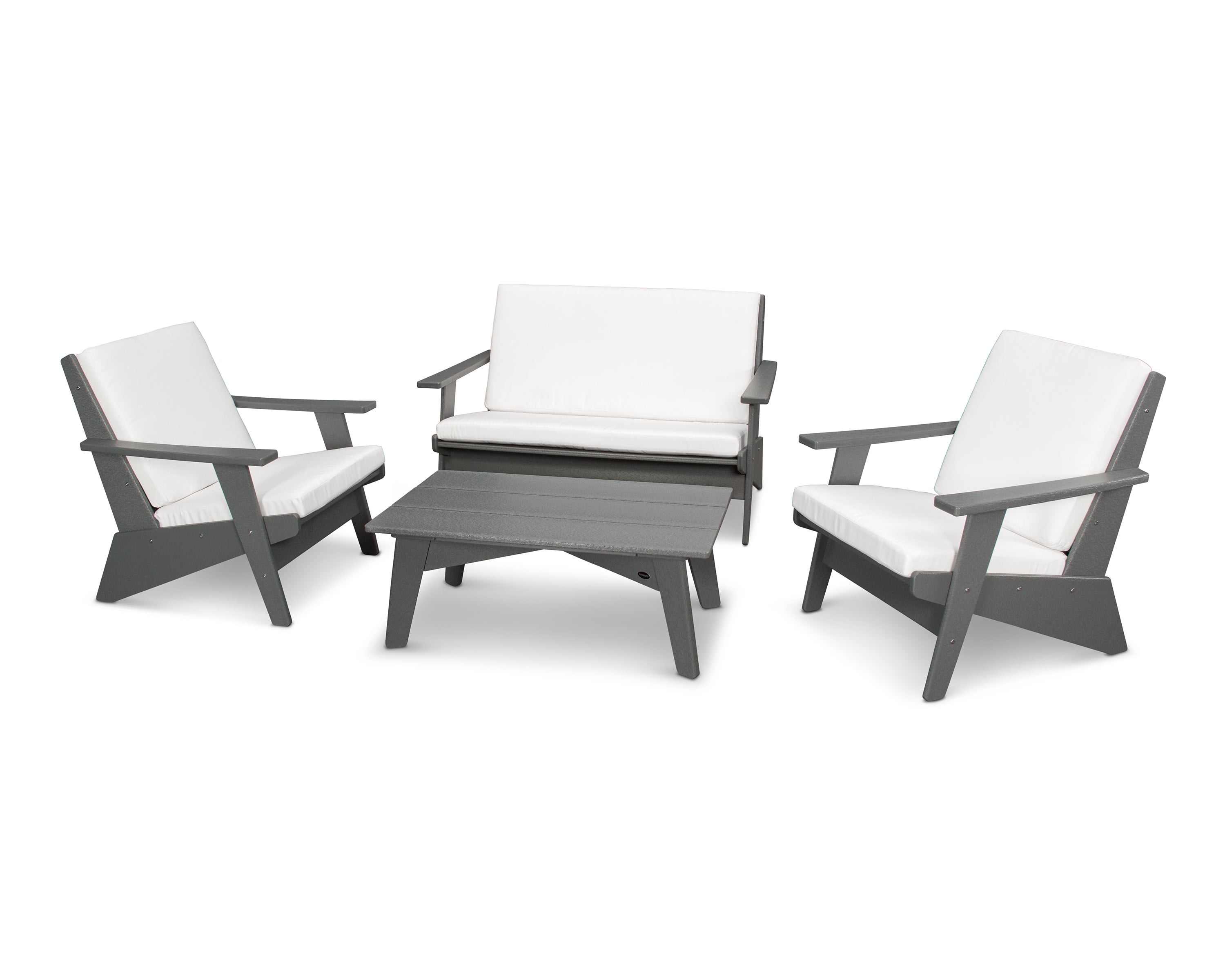 POLYWOOD® Riviera Modern Lounge 4-Piece Set in Slate Grey / Natural