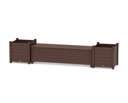 POLYWOOD® 60" Nautical Straight Planter Storage Bench Set- Large in Mahogany