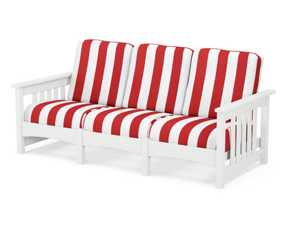 POLYWOOD® Club Mission Sofa in White / Cabana Stripe Crimson