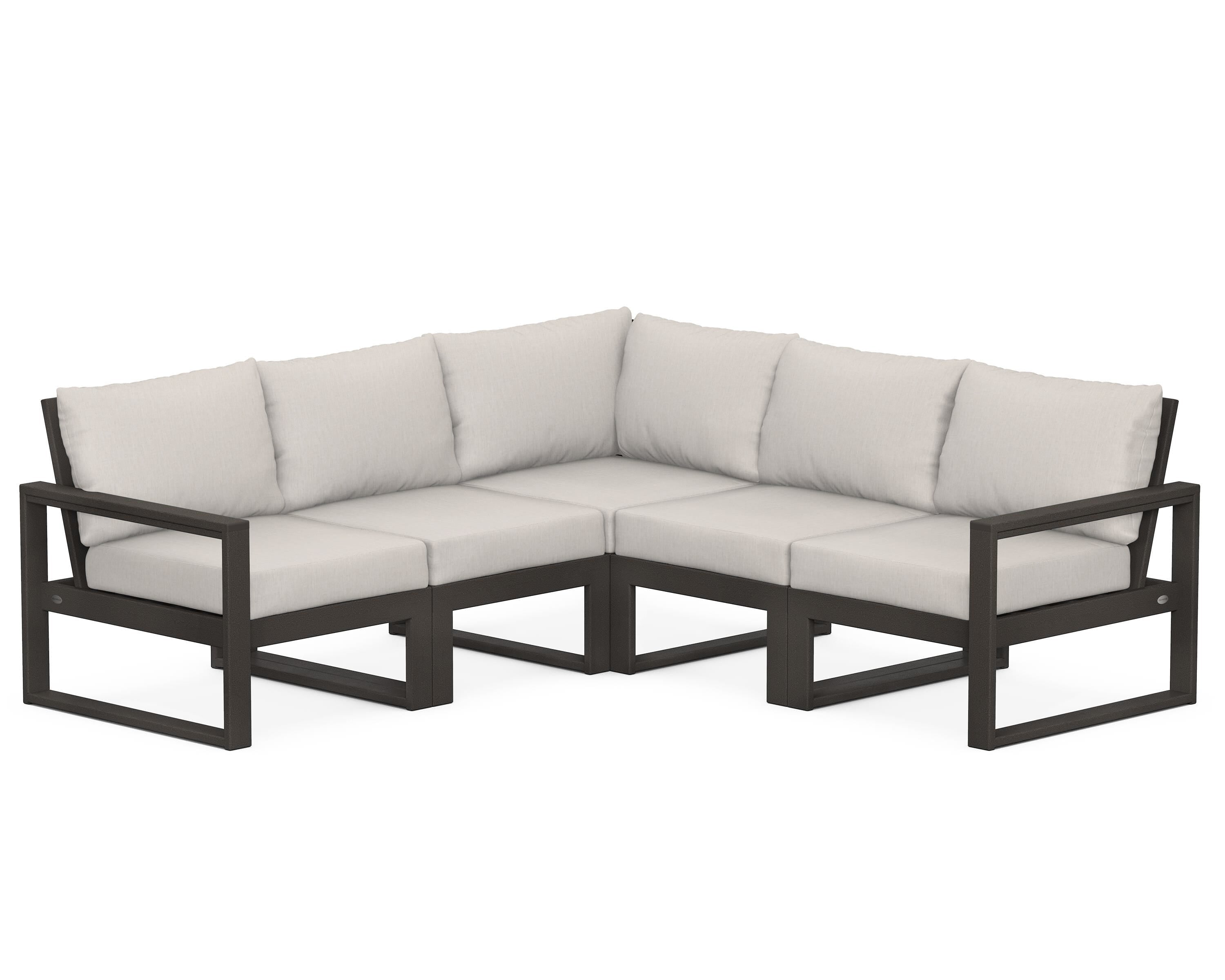 POLYWOOD® EDGE 5-Piece Modular Deep Seating Set in Vintage Coffee / Cast Ash