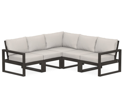 POLYWOOD® EDGE 5-Piece Modular Deep Seating Set in Vintage Coffee / Cast Ash