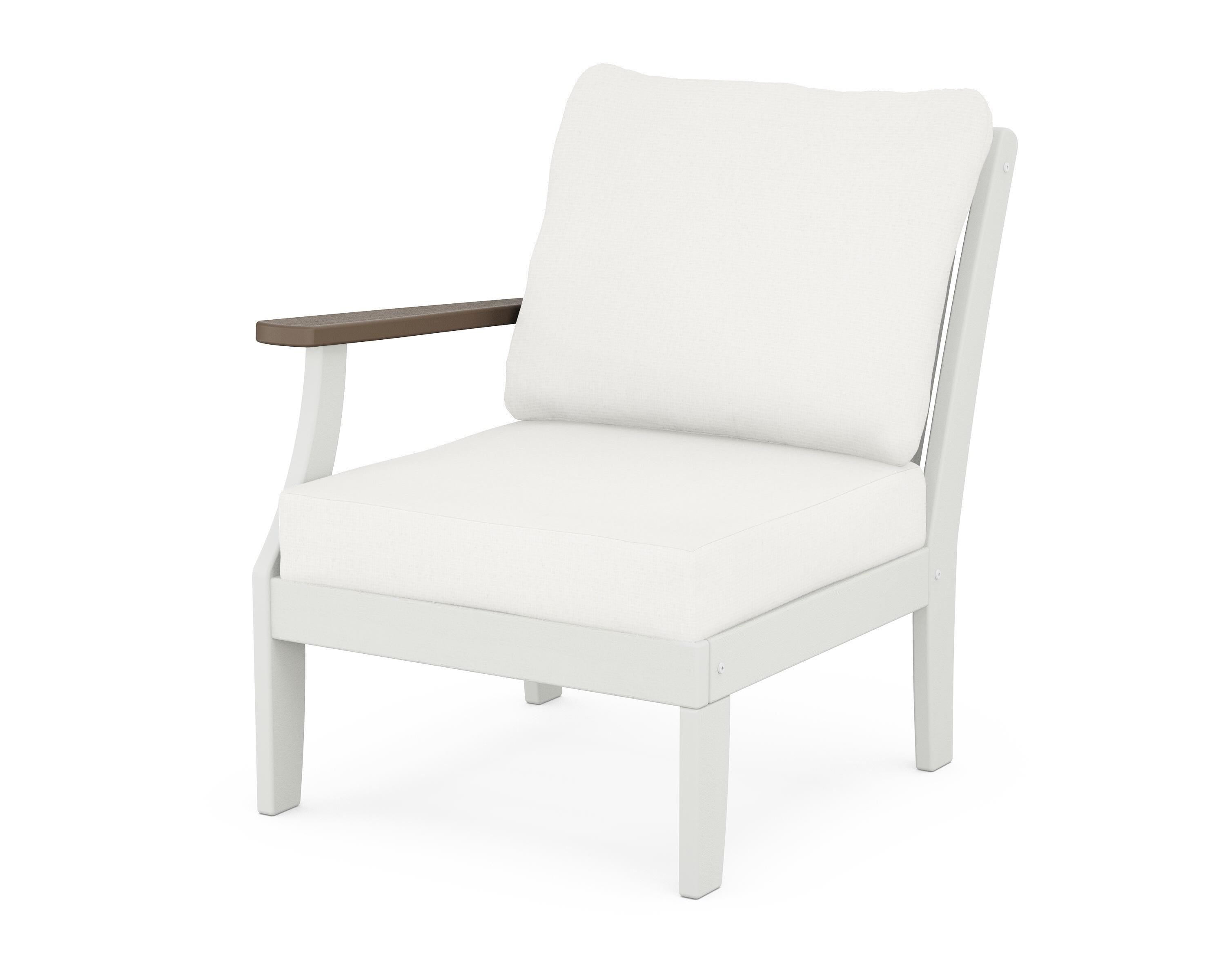 POLYWOOD® Braxton Modular Left Arm Chair in White / Kona / Natural Linen