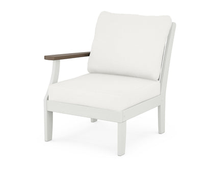 POLYWOOD® Braxton Modular Left Arm Chair in White / Kona / Natural Linen