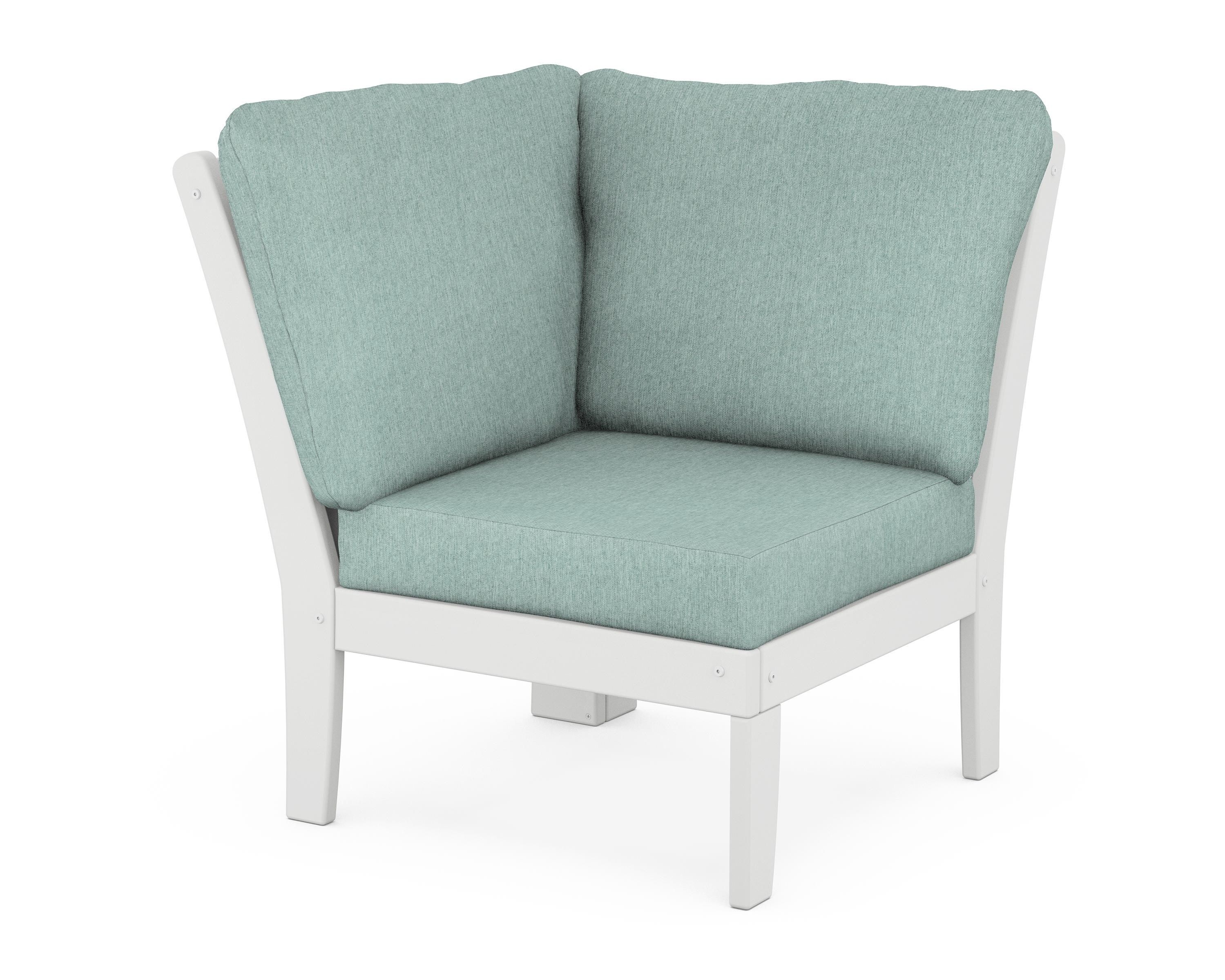 POLYWOOD® Braxton Modular Corner Chair in White / Glacier Spa