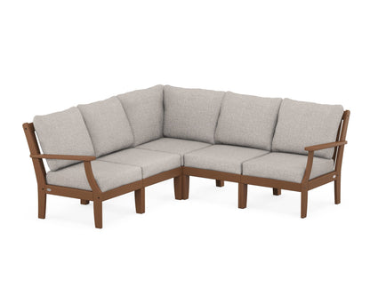 POLYWOOD® Braxton Modular 5-Piece Deep Seating Set in Teak / Weathered Tweed
