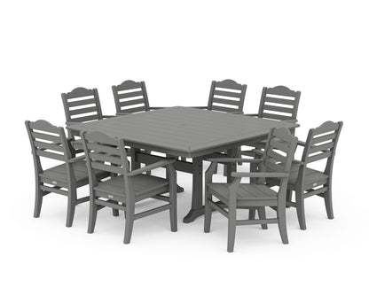 POLYWOOD® Savannah 9-Piece Square Dining Set with Trestle Legs in Slate Grey