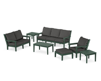 POLYWOOD® Chippendale 7-Piece Deep Seating Set in Green / Spectrum Carbon