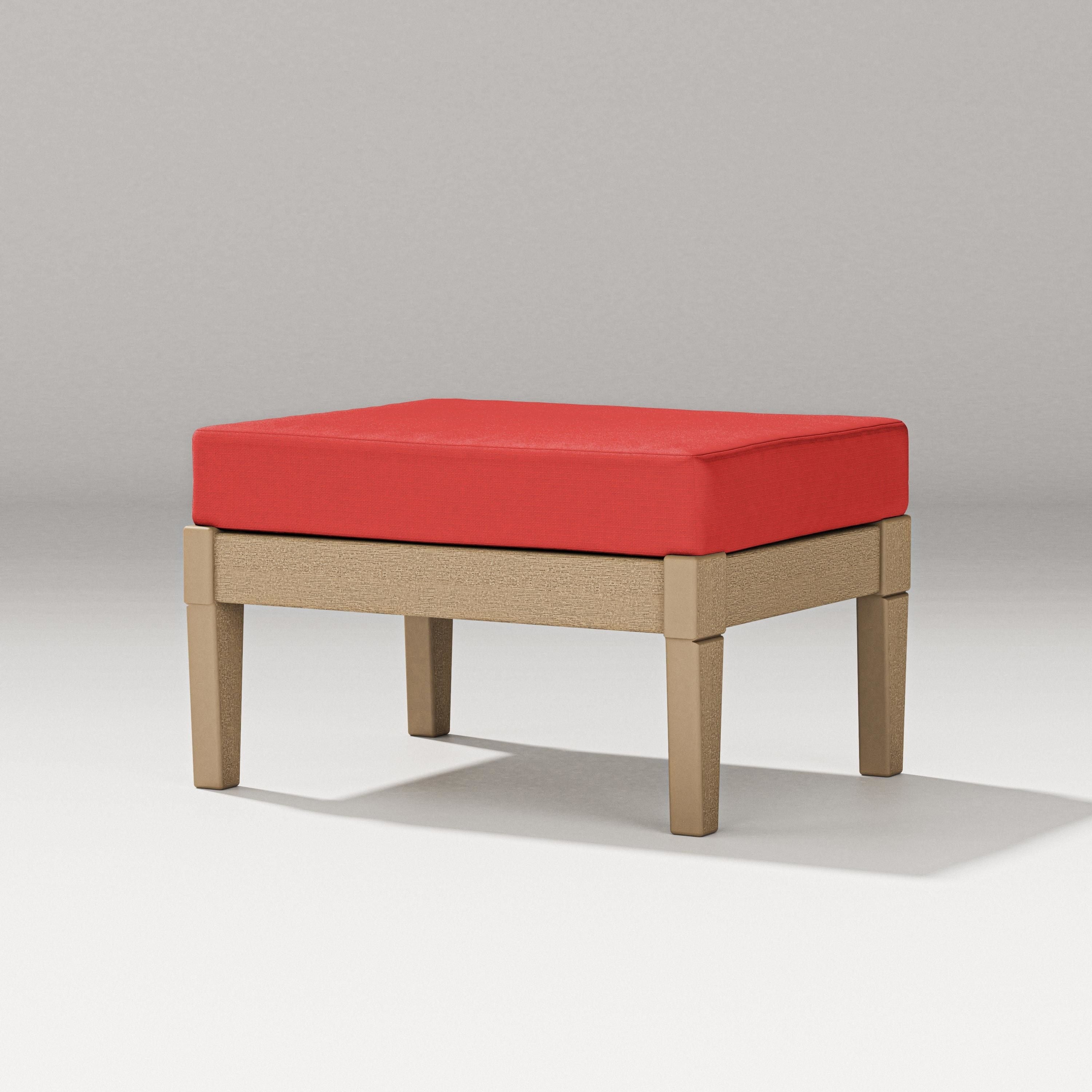 PW Designer Series Estate Lounge Ottoman in Vintage Sahara / Crimson Linen