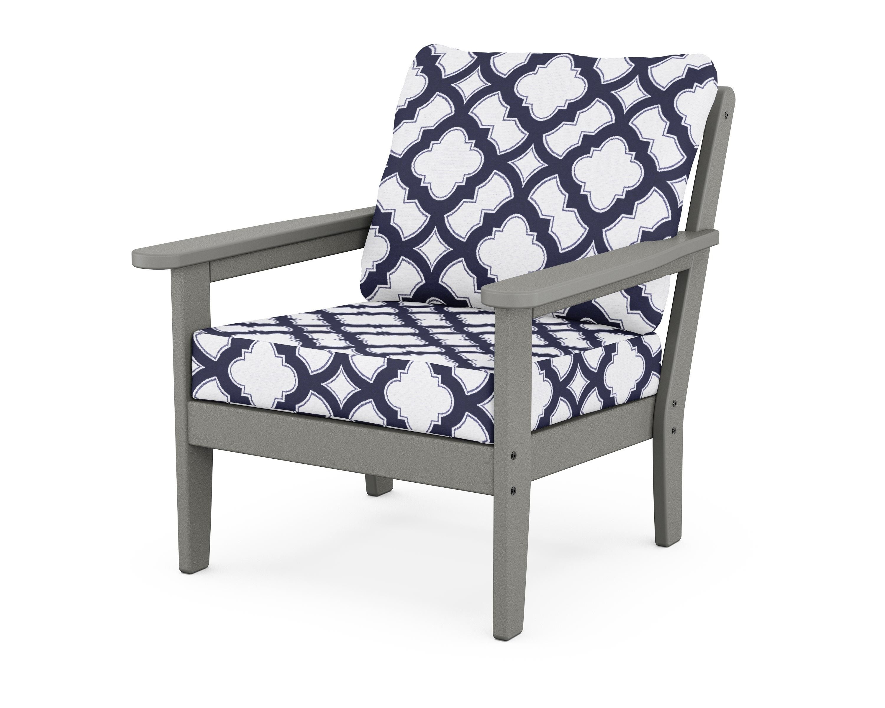 Country Living Cottage Deep Seating Chair in Slate Grey / Trellis Navy