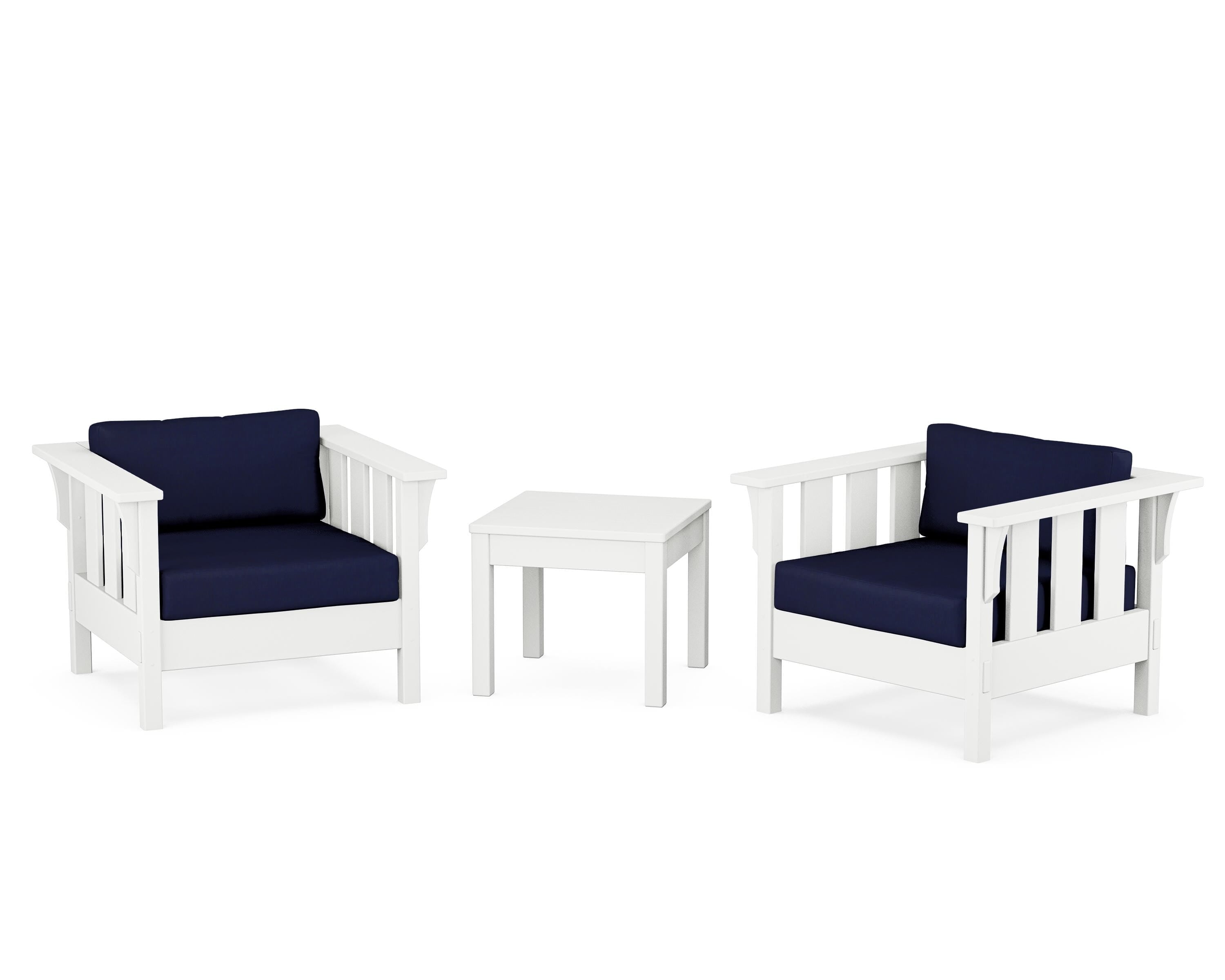 Martha Stewart by POLYWOOD® Acadia 3-Piece Deep Seating Set in White / Navy