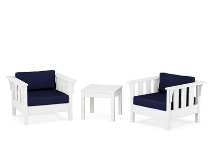 Martha Stewart by POLYWOOD® Acadia 3-Piece Deep Seating Set in White / Navy