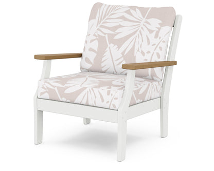 POLYWOOD® Braxton Deep Seating Chair in White / Natural / Leaf Dune Burlap