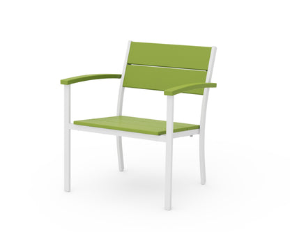 POLYWOOD® Main Street Stacking Lounge Arm Chair in White / Lime
