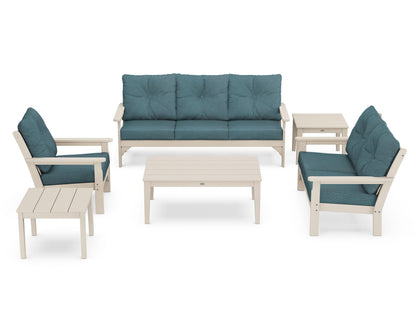 POLYWOOD® Vineyard 6-Piece Deep Seating Set in Sand / Ocean Teal