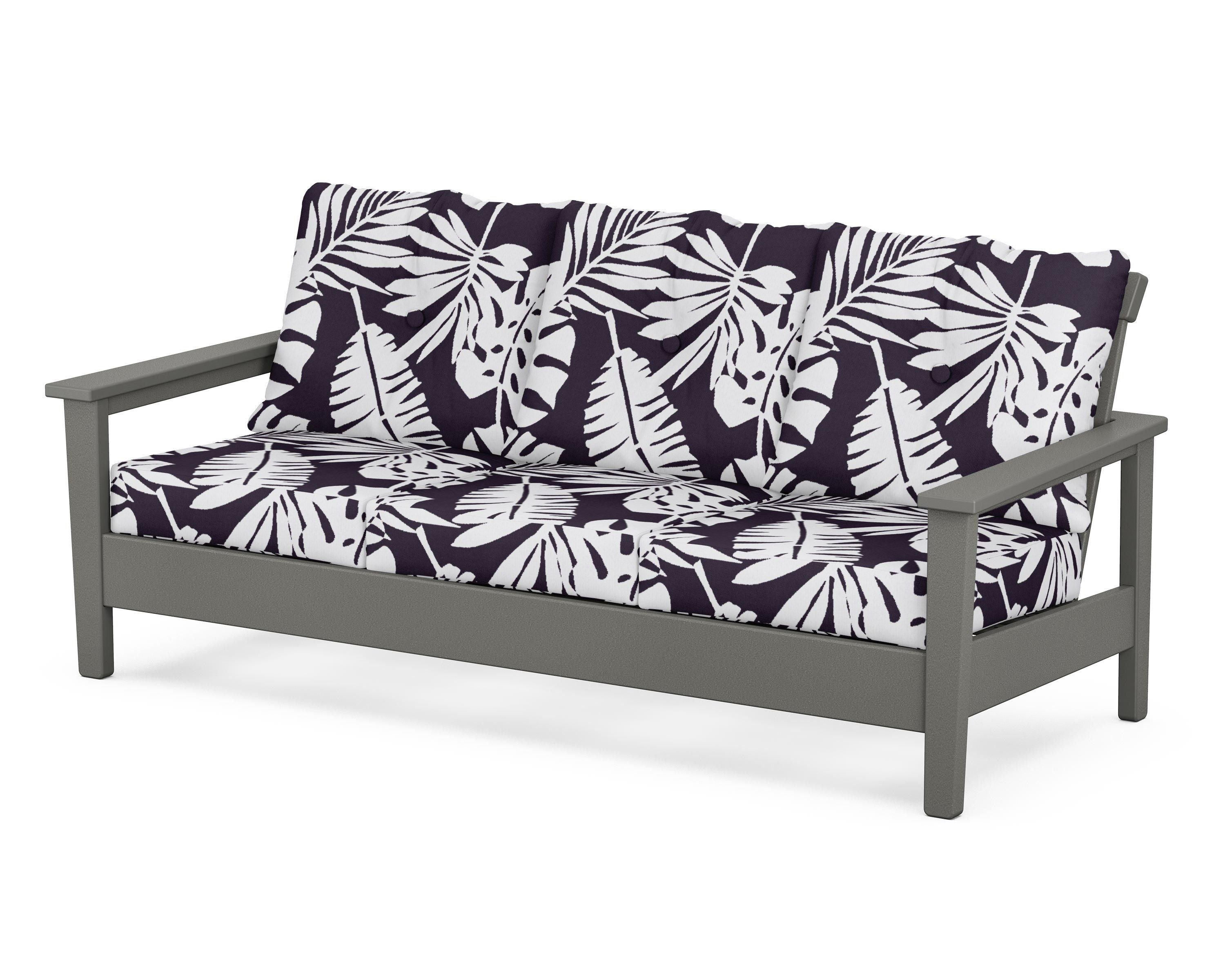 POLYWOOD® Prescott Deep Seating Sofa in Slate Grey / Leaf Navy