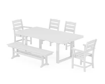 POLYWOOD® Lakeside 6-Piece Dining Set with Bench in White