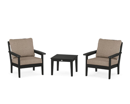 Country Living Cottage 3-Piece Deep Seating Set in Black / Spiced Burlap