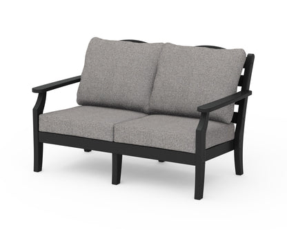 Draper James™ by  POLYWOOD® Savannah Deep Seating Loveseat in Black / Grey Mist