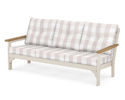 POLYWOOD® Vineyard Deep Seating Sofa in Sand / Natural / Buffalo Plaid Dune Burlap