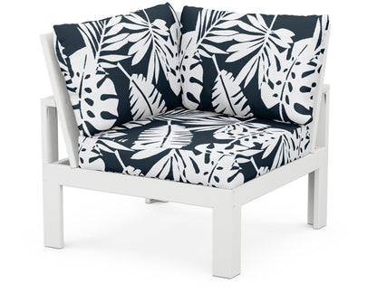 Unbranded Modular Corner Chair in White / Leaf Marine Indigo