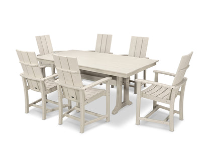 POLYWOOD® Modern Adirondack 7-Piece Farmhouse Dining Set with Trestle Legs in Sand
