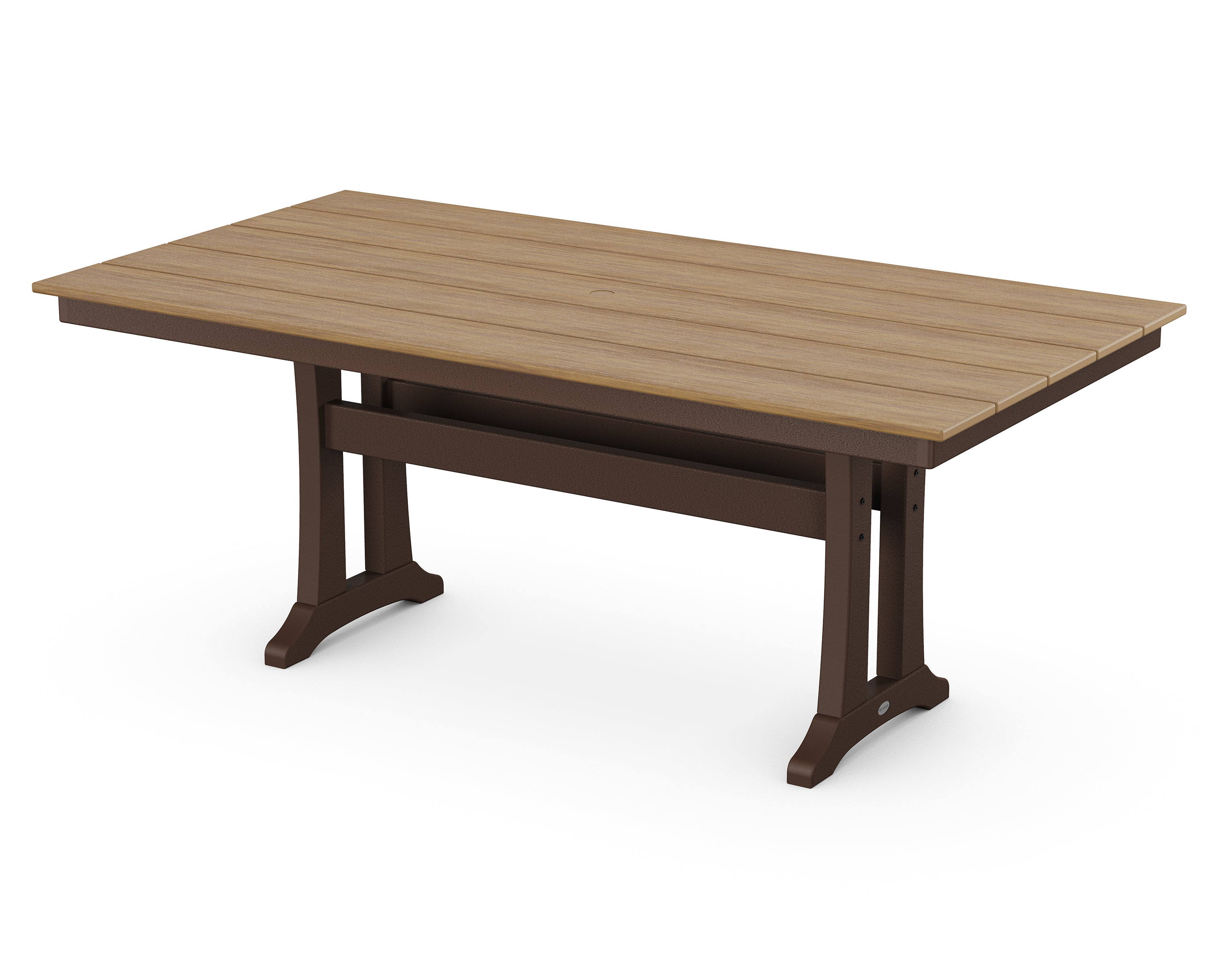 POLYWOOD® Farmhouse Trestle 37" x 72" Dining Table in Mahogany / Natural