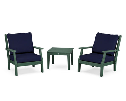 Country Living Wovendale 3-Piece Deep Seating Set in Green / Navy
