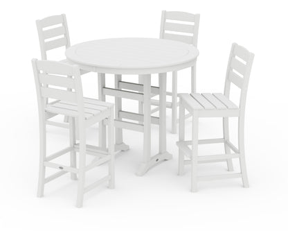 POLYWOOD® Lakeside 5-Piece Round Farmhouse Side Chair Bar Set in White