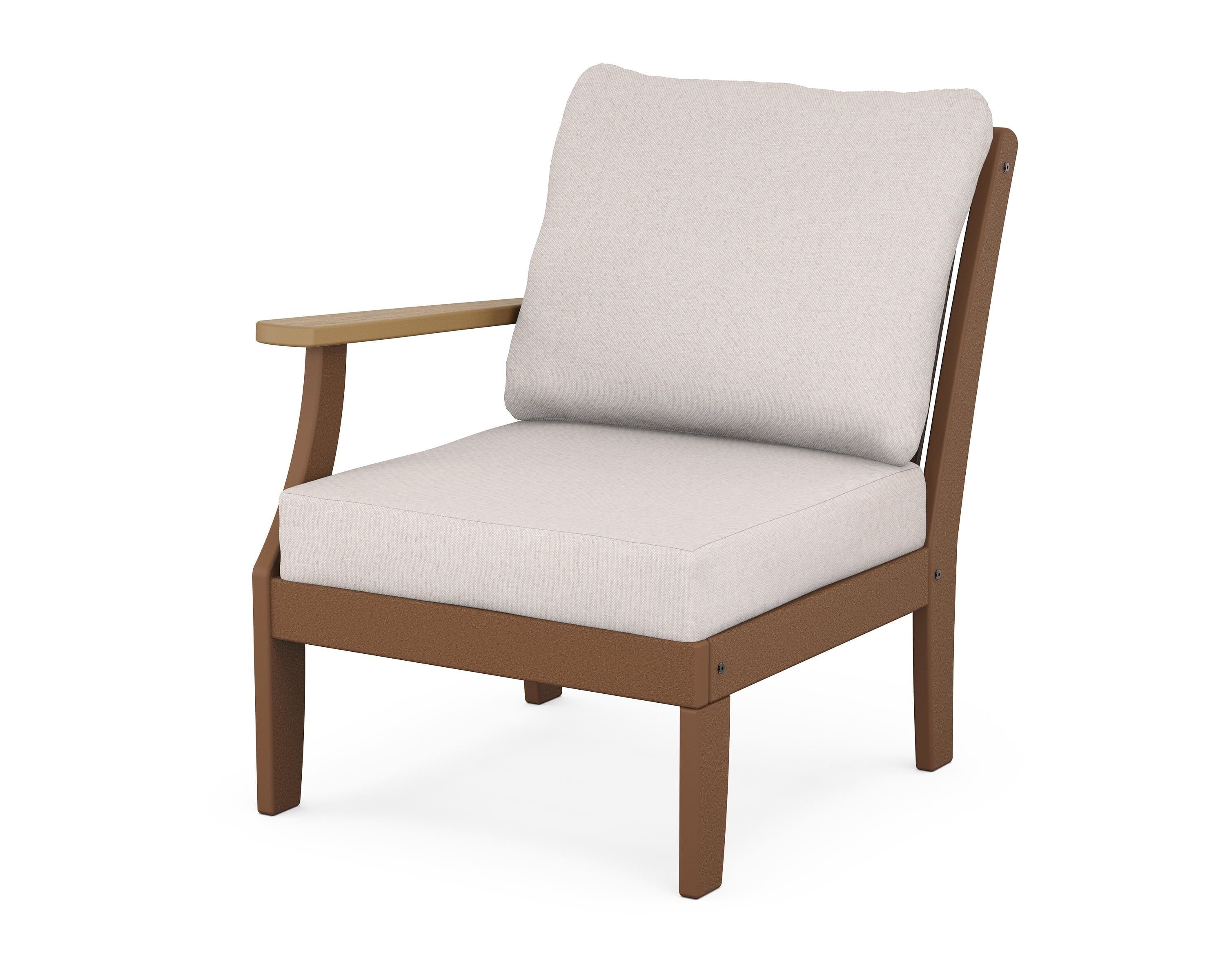 POLYWOOD® Braxton Modular Left Arm Chair in Teak / Natural / Dune Burlap