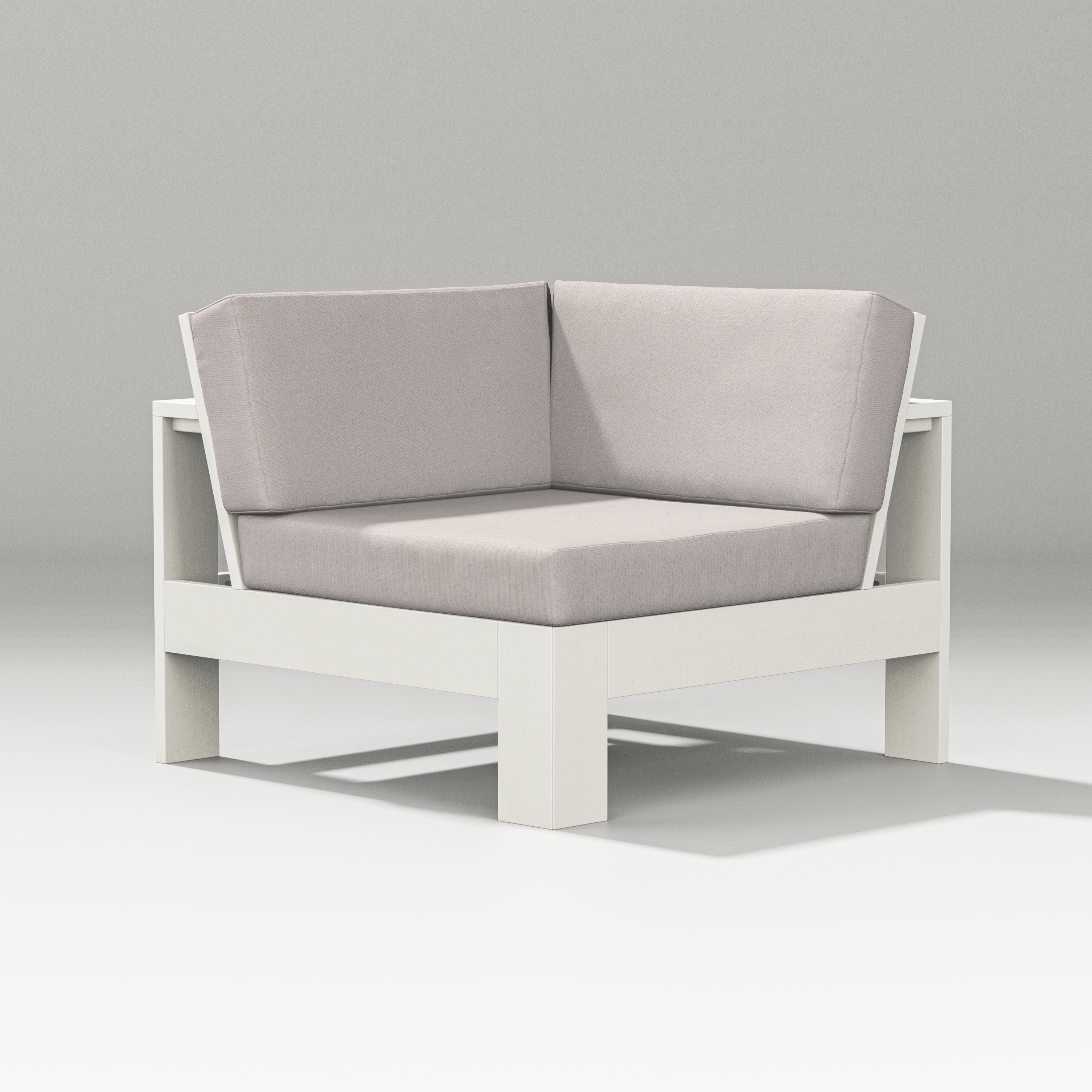 PW Designer Series Latitude Modular Corner Chair in Vintage White / Dune Burlap