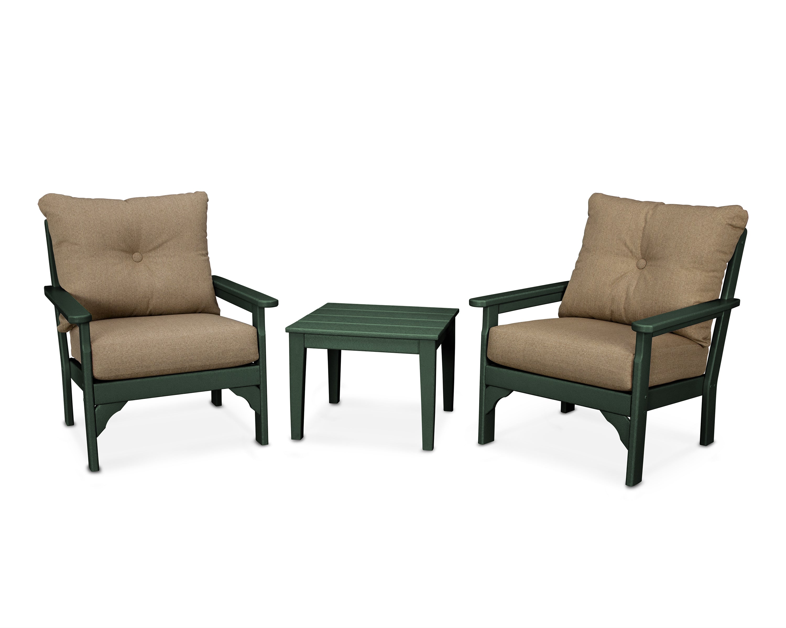 POLYWOOD® Vineyard 3-Piece Deep Seating Set in Green / Sesame