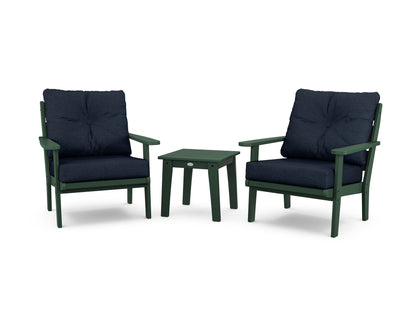 POLYWOOD® Lakeside 3-Piece Deep Seating Chair Set in Green / Marine Indigo