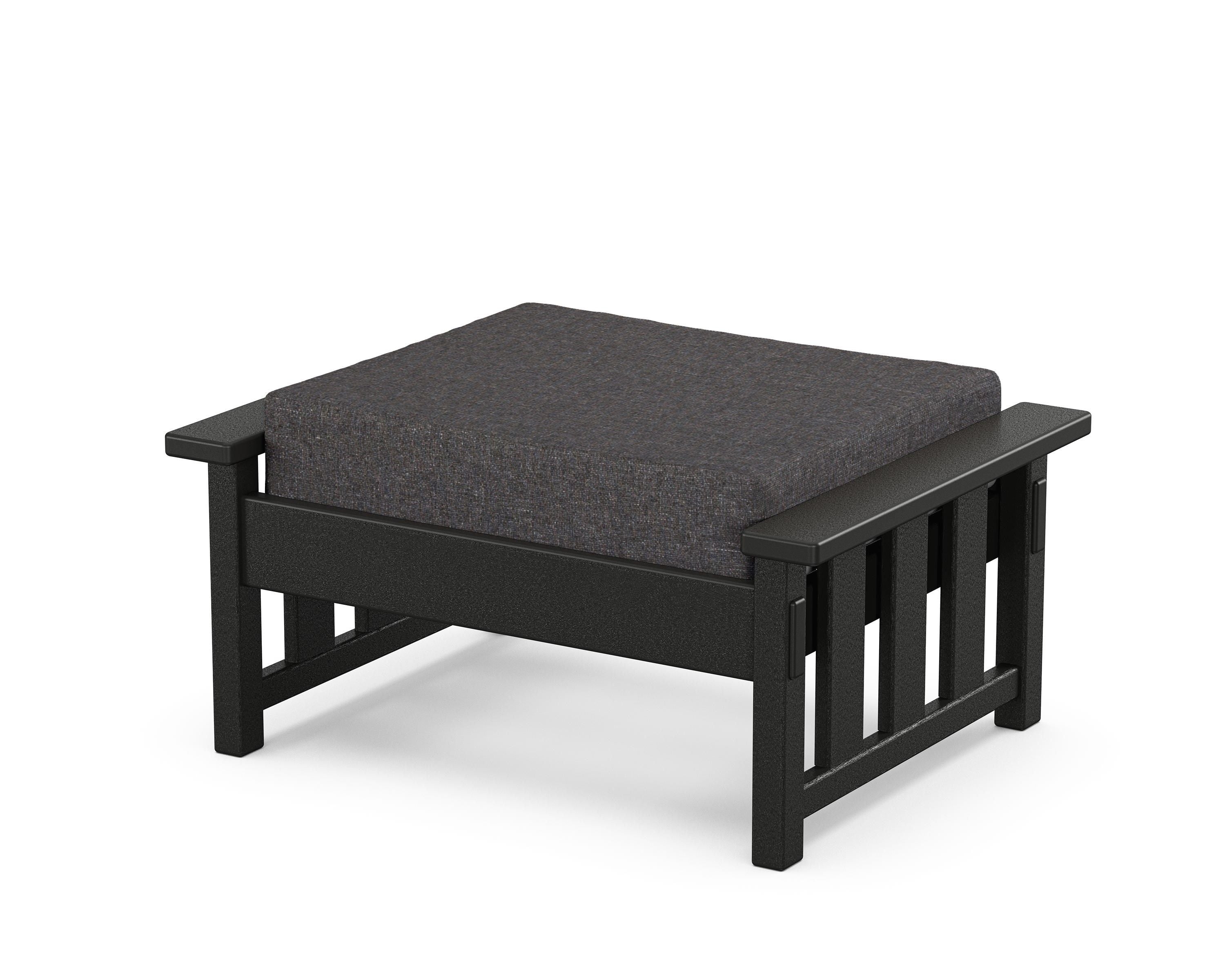 Martha Stewart by POLYWOOD® Acadia Deep Seating Ottoman in Black / Ash Charcoal