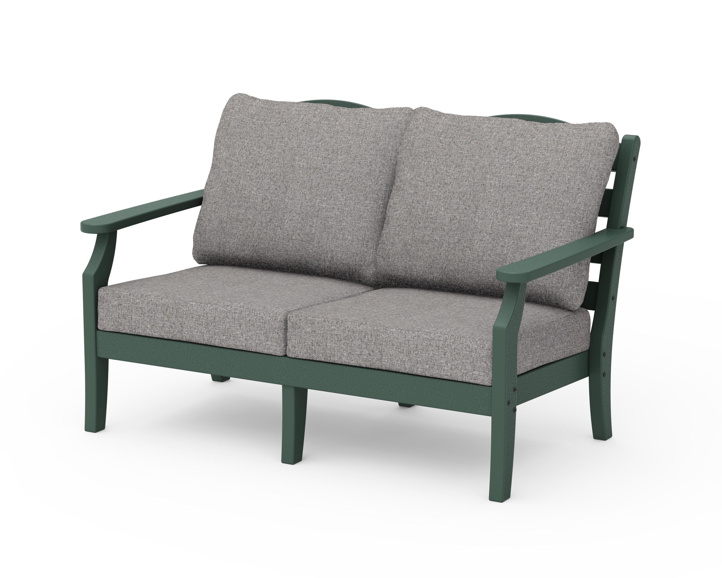 Draper James™ by  POLYWOOD® Savannah Deep Seating Loveseat in Green / Grey Mist