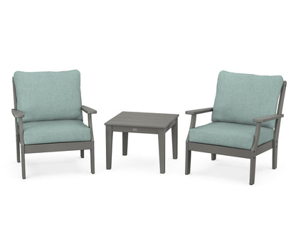 POLYWOOD® Braxton 3-Piece Deep Seating Set in Slate Grey / Glacier Spa