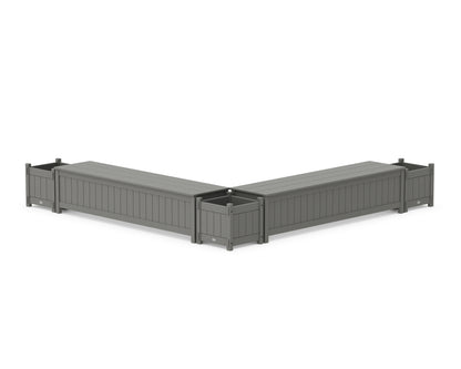 POLYWOOD® 72" Vineyard L- Shaped Planter Storage Bench Corner Set in Slate Grey