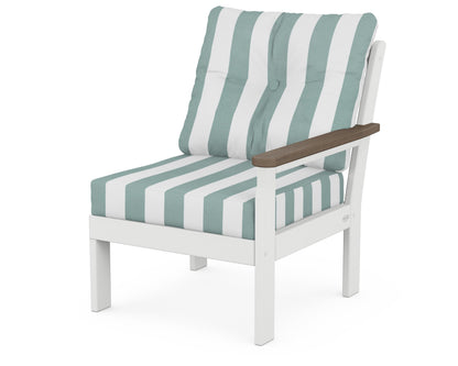 POLYWOOD® Vineyard Modular Right Arm Chair in White / Kona / Cabana Stripe Glacier Spa